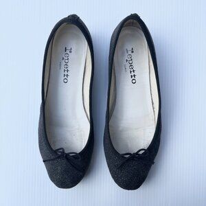 Repetto Camille Glitter Leather Heels in "Multico" Black - Size 38 EU/7 US